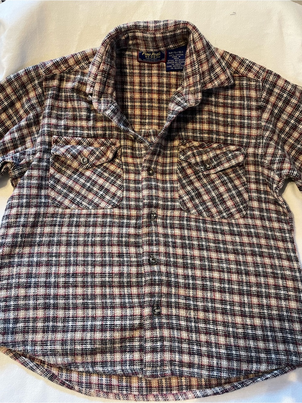 Pine Peak Blues by Nordstrom Kids Flannel Button Down Shirt Size M(5-6)